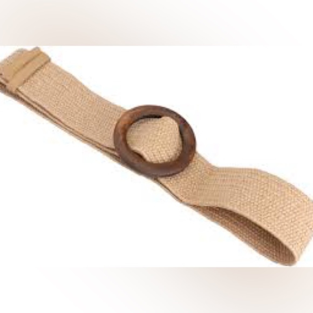 Straw/w Wooden Buckle Belt
